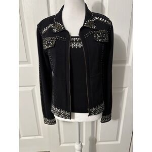 Women's Vintage Christine Phillipe Two Piece Black Sweater Set Size Small